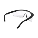 The Pyramex Integra Safety Glasses, by Pyramex Safety, have wraparound lenses for full protection, adjustable temples for a secure fit, black frames on a white background, and provide ANSI Z87.1 compliance with UV protection, ensuring safety and comfort across various environments.