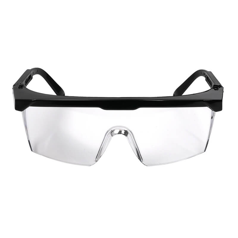 The Pyramex Integra Safety Glasses by Pyramex Safety feature a black frame and wraparound design, ensuring full eye protection. With wide transparent lenses meeting ANSI Z87.1 standards, these glasses offer comfort with adjustable temples and reliable UV protection.