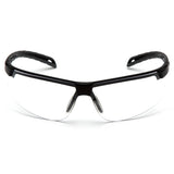 Pyramex Ever-lite Anti-fog Safety Glasses by Pyramex Safety feature a black frame and curved arms for impact protection; shown in clear, photographed against a white background. Box of 12 (SB86_ _DT).