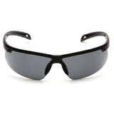 The Pyramex Ever-lite Anti-fog Safety Glasses by Pyramex Safety feature dark tinted lenses, textured arms, and UV protection. Shown from the front against a white background. Model: SB86_ _DT (12/box).