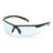 Introducing the Pyramex Ever-lite Anti-fog Safety Glasses, designed by Pyramex Safety. These sleek safety glasses feature a sporty design with half-rim black frames and slim, curved arms. The lenses are slightly blue-tinted, providing UV protection while ensuring a modern appearance. Available in boxes of 12.
