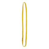 The Skylotec Loop 35 KN ANSI L-0010-GE, a yellow oval-shaped climbing sling by Skylotec, is crafted from durable materials and features a load capacity of 35kN. It is laid out flat to showcase its complete looped length, making it an excellent mobile anchor point for climbers.