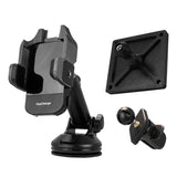 The WatchGas SST Range Wireless Car Charger SST-CAR-CHG by WatchGas is a black car mount with adjustable arms, suction base, two extra mounting accessories, and "FastCharge" for Qi-certified charging while driving.