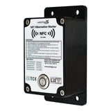 A black WatchGas SST1 Hybernation Starter SST1-HS by WatchGas, featuring an NFC symbol, quick start instructions, status indicators, and a large circular button mounted on a wall plate—ideal for compliance tracking and use as a safety detector.