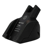 A black WatchGas Induction Cradle Charger - Single Desktop w/Adapter, designed for charging SST4 and SST5 detectors, serves as an industrial desktop device charger compatible with security or tracking systems.