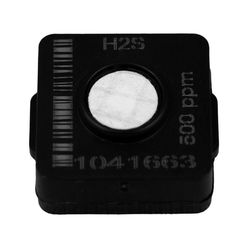 The WatchGas Replacement H2S Sensor SST-H-RPL by WatchGas is a black sensor cartridge labeled "H2S 500 ppm" and "1041663," featuring a circular metallic center, used in gas detectors for hydrogen sulfide detection.