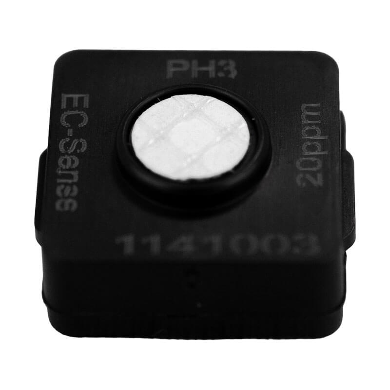 Close-up of the WatchGas SST1 Replacement PH3 Sensor SST-P-RPL, labeled "PH3," "EC-Sense," and "20ppm," with a circular white grid in the center and “1141003” at the bottom. Designed for use in SST1 gas detector systems by WatchGas.