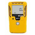 The WatchGas SST1 Serviceable CO Gas Detector SST1-M is a yellow portable device with a digital display showing "CO" and "0 ppm," featuring a solid polymer sensor for reliable carbon monoxide detection.
