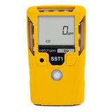 The WatchGas SST1 Serviceable CO Gas Detector SST1-M is a yellow portable device with a digital display showing "CO" and "0 ppm," featuring a solid polymer sensor for reliable carbon monoxide detection.