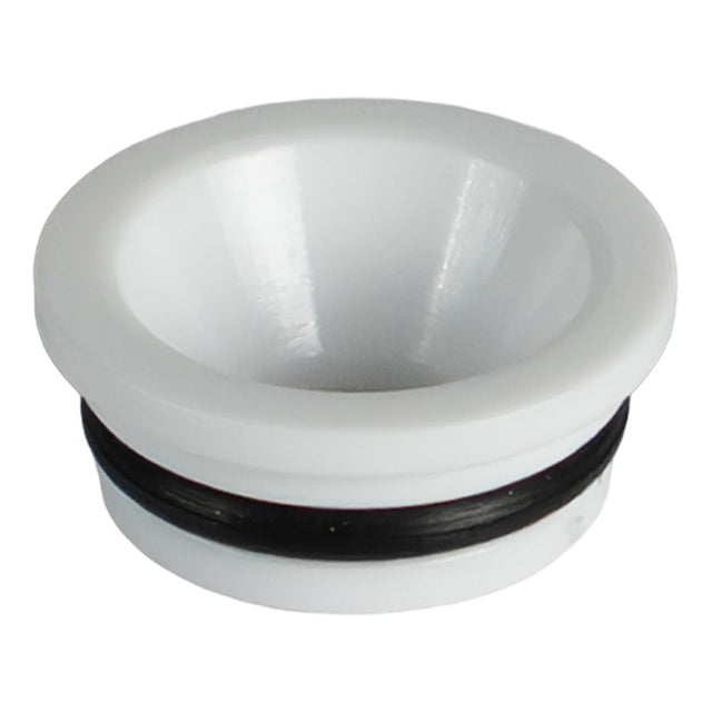 Here’s a revised version using your product data: White plastic funnel-shaped insert with a flat rim and a black O-ring around its base, designed as the WatchGas SST1 External Filter for Fine Particles, an accessory by WatchGas for external filters or gas monitor sensor protection, isolated on a white background.