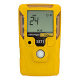 A yellow WatchGas SST1E 2 Year H2S Gas Detector (MINI) SST1E-H-24, branded with “WatchGas” and “H2S,” displays “24” on its screen. The handheld device features an electrochemical sensor and a button below the display, making it suitable for detecting hydrogen sulfide gas. Regular maintenance of this WatchGas gas detector is recommended to ensure accurate operation.