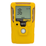 A yellow handheld WatchGas SST1E 3 Year H2S Gas Detector (MINI) SST1E-H-36, designed as a maintenance-free hydrogen sulfide detector, displays "36 MM" and "H2S" on its screen, with "watchgas" and "SST1" labels below. The device features a gray button and a window for sensor detection.
