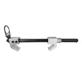The Frontline Aluminum 18" Vertical Fixed Beam Anchor ST18AV by Frontline Fall Protection features two adjustable jaws and a looped handle, designed for secure object holding, and is shown against a plain white background.