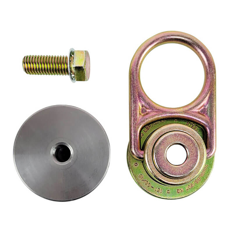 The Frontline Fall Production MEGA Swivel 10K Steel Anchor with Weld-on Puck is a heavy-duty metal fastener kit designed for 360° rotating anchor stability in demanding applications.