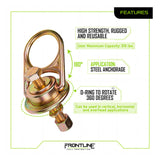 The Frontline MEGA Swivel 10k Steel Anchor STM5810K by Frontline Fall Protection is a high-strength, reusable metal D-ring anchor with a 310 lb capacity and 360° swivel ring, ideal for vertical, horizontal, and overhead steel anchoring.