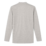 The ForgeFR Forge FR Henley MFRHNLY-004 is shown flat, back side up, featuring plain light gray flame resistant fabric and a crew neck—an ideal NFPA 2112-compliant work shirt for added safety.