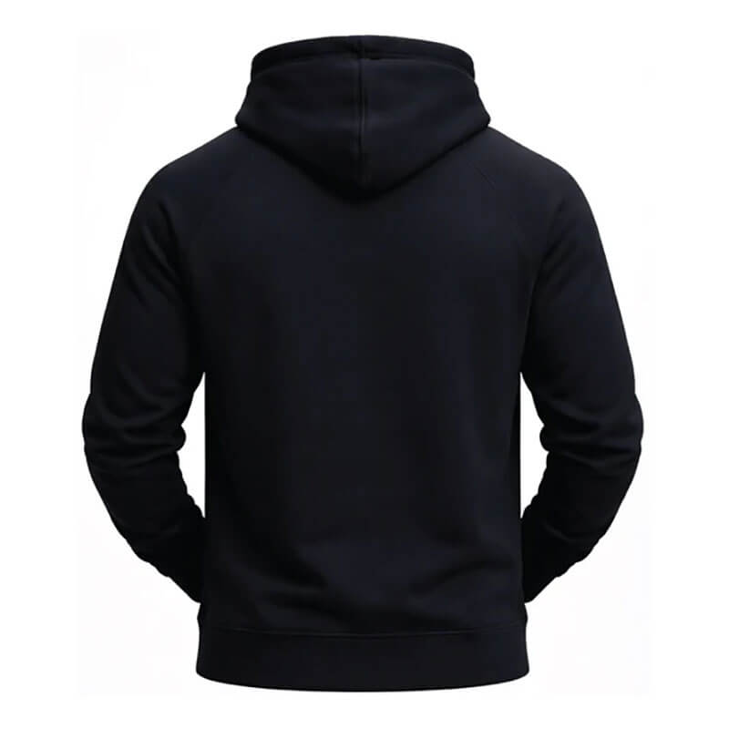 The ForgeFR Forge FR Pullover Hoodie MFRHDY0033 is shown from the back against a white background. This plain black hoodie features long sleeves, no visible logos, and is NFPA 2112 certified with an ATPV rating of 21 cal/cm².