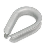The Frontline Fall Protection WLS16-THIMBLE is a steel cable thimble with a U-shaped, grooved design, used in Frontline warning line systems to protect wire rope or cable loops from wear and deformation.