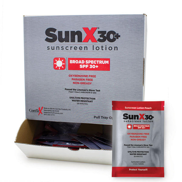 Coretex SunX SPF30 Sunscreen Pouches 100/Box | PK Safety