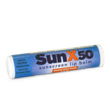 The Coretex SunX SPF50 Sunscreen Lip Balm Tube features broad spectrum UVA/UVB protection in a sealed, safety cap. Its blue and white label makes it easy to spot, perfect for protecting chapped lips from sun damage. Available 24 per case.