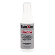 The Coretex SunX SPF30+ Sunscreen 2 oz. Pump Spray from the 12/Case SKU 71661 provides UVA/UVB protection in a PABA-free, oil-free formula that is resistant to water and sweat. Enriched with aloe vera and vitamin E, it nourishes the skin effectively. The packaging consists of a white bottle with bold red and black text for effortless recognition.