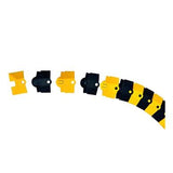 The UltraTech Sidewinder System with Endcaps 18_0 from UltraTech International is displayed on a white background, forming an interlocking semi-circular pattern in black and yellow plastic pieces with a flexible modular design.