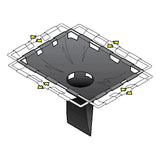 Here's a revised version of the sentence using the provided product data:

Depiction of a geometric object featuring a central black rectangular base and an expansive inverted funnel-shaped top. Yellow arrows along the edges symbolize force or movement towards the center, reminiscent of the UltraTech Drain Guard Adjustable Frame Model 8930 by UltraTech International. The design evokes a conceptual or mechanical model.