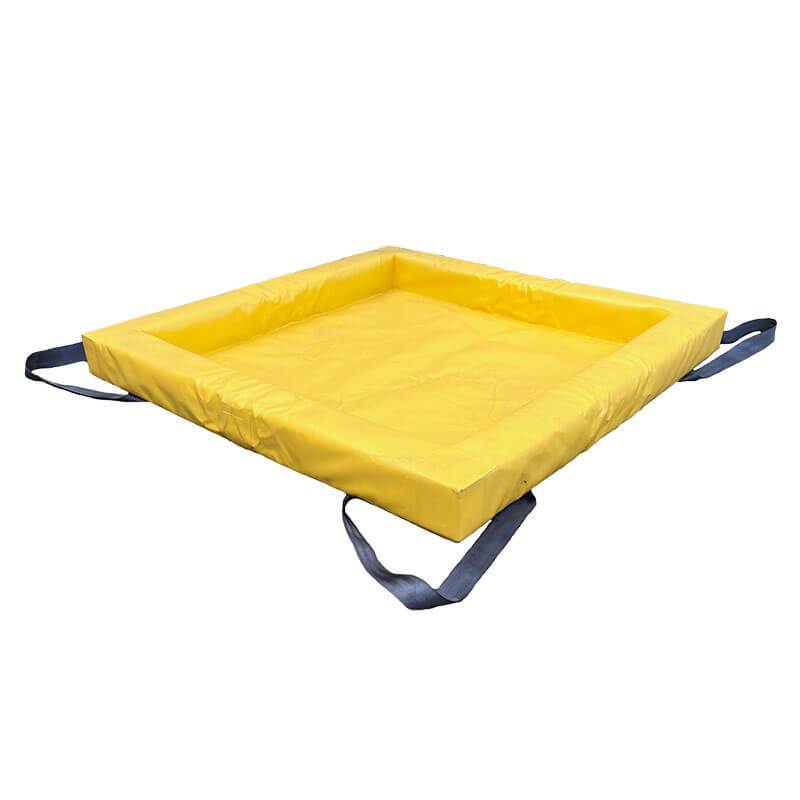 The UltraTech Containment Berm - Foam Wall XC Model 898 from UltraTech International is a yellow spill containment berm made from durable EVA material. It features raised edges and black carrying handles on each side, designed specifically to contain liquids and prevent spills, even in extreme cold conditions.