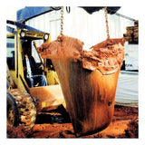 A construction site showcases an UltraTech Reusable Model Drain Guard filled with reddish-brown material, possibly clay or soil. Suspended by chains from a vehicle, the guard hovers as a worker adeptly operates the machinery in the background.