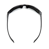 Pyramex Venture Gear Vallejo Sun Glasses VGSB9 by Pyramex Safety shown from above, highlighting the curved frame, arms, and ear rests on a plain white background. No lenses or branding are visible. Box contains 12 sunglasses.