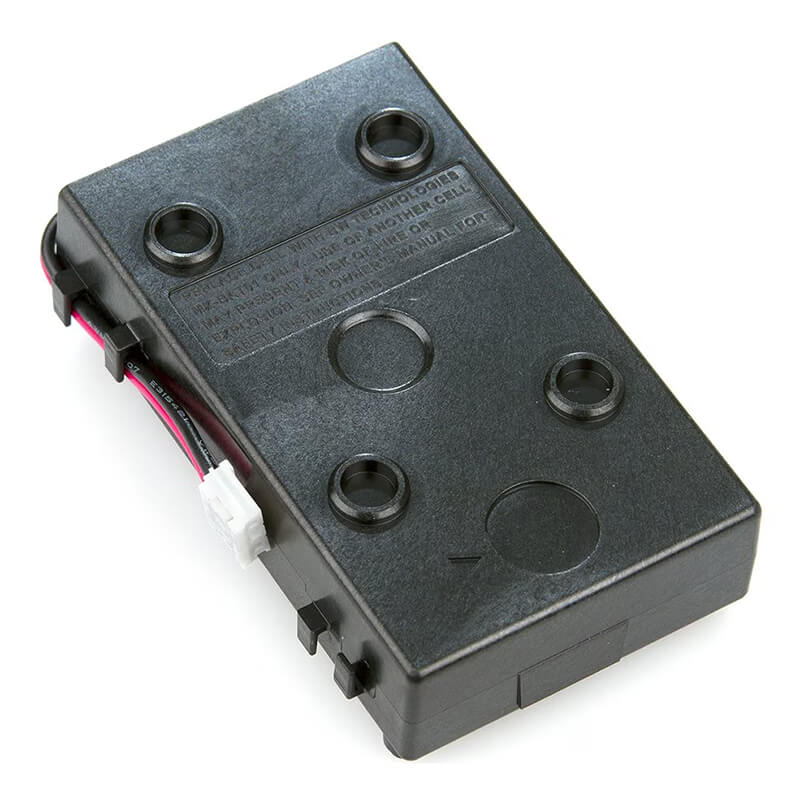 The BW Technologies by Honeywell BW Replacement Battery Kit for GasAlertMax XT II (XT-BAT-K1) is a black plastic holder with a flat top, four screw holes, and a side wire connector, designed as a direct replacement.