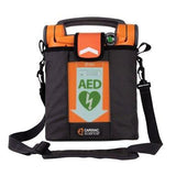 The ZOLL Powerheart G5 AED Defibrillator Package G5_-80C-S is a portable emergency heart treatment device with a carry handle and shoulder strap, featuring Intellisense CPR technology and branded by ZOLL.
