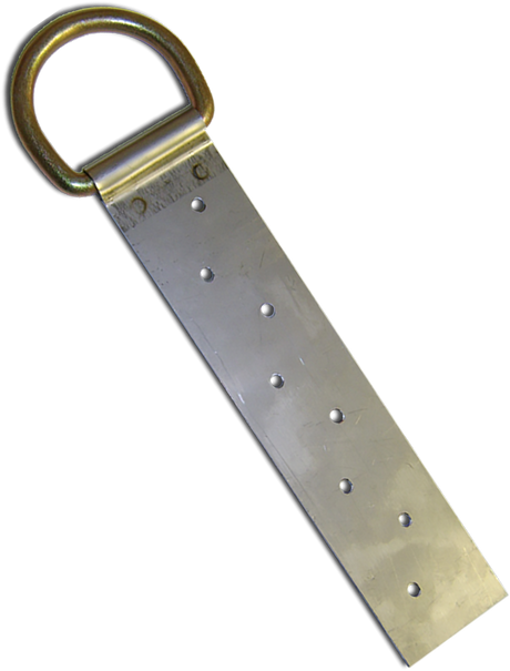 The French Creek Permanent Roof Anchor with D-Ring 1730 by French Creek Production offers a D-ring at the top and multiple holes along its length to ensure secure fastening for reliable fall protection.