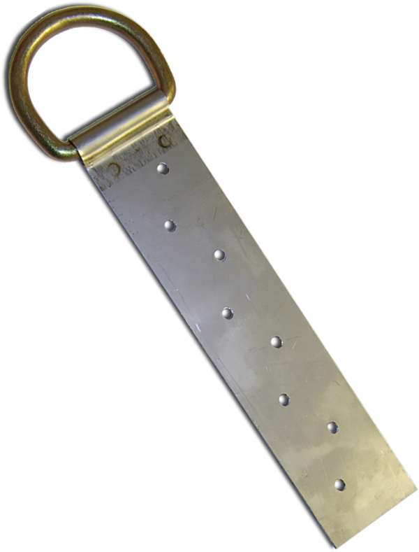 The French Creek Permanent Roof Anchor with D-Ring 1730 by French Creek Production offers a D-ring at the top and multiple holes along its length to ensure secure fastening for reliable fall protection.