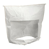 A large, white fabric container resembling a bulk bag with an open top and a spout at the bottom, featuring a transparent square front panel, is perfect for storing and transporting materials. It is often used alongside the 3M FT-30 Bitrex Respirator Fit Test Kit with Solution in safety settings.