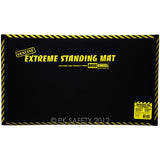 A black anti-fatigue mat designed for standing workers, featuring yellow text that reads "Working Concepts ErgoKneel Extreme Standing Mat 5020," alongside safety markings and Working Concepts brand logos.