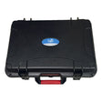 The mPower NEO MP18X Hard Case with Foam M011-3020-000 by mPower Electronics is a black hard-shell carrying case that features a sturdy design, complete with a red handle and a blue oval logo on top. It's ideal for safely storing your gas detector, as its secure clasps provide durability and excellent protection for its contents.