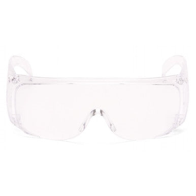 Pyramex Solo Clear Lens Visitors Safety Glasses by Pyramex Safety feature a wraparound design for essential eye protection. With transparent lenses and adjustable temples for a secure fit, these safety glasses provide UV protection, ensuring comprehensive coverage. Available in packs of 12 per box.