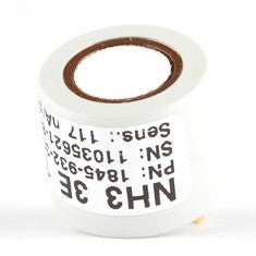 A white cylindrical BW Honeywell Ammonia (NH3) Replacement Sensor SR-A04 with a printed label featuring model numbers and serial information. The top surface is plain and circular, while the sides display text in black, including "NH3 3E," part of the Micro 5 series.