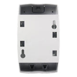 A white plastic wall mount bracket, UL Listed for safety, features multiple screw holes and rectangular cut-outs, specifically designed to securely attach the Macurco CO Residential Gas Detector Security Series CM-E1 or a similar device to a wall. The plain white background enhances the bracket's design and functionality.