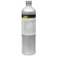 The BW Honeywell 5-Gas Calibration Mix CG-QT34-1 is a tall aluminum cylinder, featuring a label and gray cap that provides detailed contents and safety information. It is perfectly compatible with the GasAlert Micro 5 IR Monitor and stands upright against a plain white background.