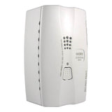 A white Macurco CO Residential Gas Detector Security Series CM-E1, UL Listed and marked with "DO NOT PAINT," features ventilation slits, a test button, and status lights. This model showcases a simple yet functional design perfect for safety in any home.