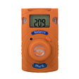 An orange handheld oxygen gas monitor displaying "209" on its screen, the AimSafety PM100-O2 provides accurate, real-time gas concentration readings.