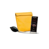 Displayed against a white background, the Allegro Irritant Smoke Fit Test Kit 2050 includes a yellow pouch, black bulb air pump with a white tube, and a small black card labeled "Allegro," making it perfect for conducting an Irritant Smoke Fit Test according to OSHA protocol.