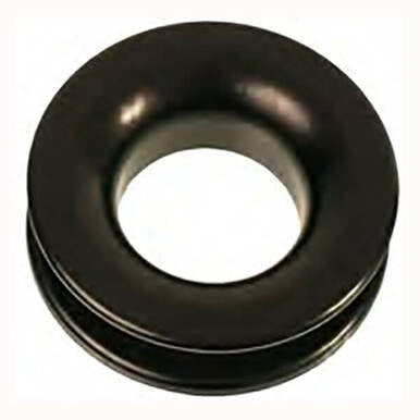 A circular, black rubber "O" Rope Thimble from Skylotec, used for insulating and protecting cables or wires passing through a panel or surface.