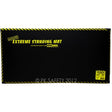 The Working Concepts ErgoKneel Extreme Standing Mat 5030 is a black anti-fatigue mat featuring bold yellow text that says "Extreme Standing Mat." Ideal for standing desk setups, it has an eye-catching yellow and black striped border. The manufacturer's logo alongside the year 2012 is prominently displayed.