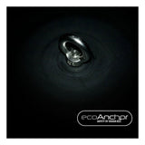 A close-up of the Frontline EcoAnchor Counterweight Fall Arrest Anchor System by Frontline Fall Protection, embedded in a dark, circular surface, with the product logo in the bottom right corner.