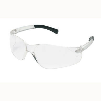 The MCR Safety BearKat BK1 MAX6 Anti-Fog Lens BK110PF safety glasses offer transparent lenses with a durable anti-fog MAX6 coating and black-tipped clear arms, ensuring superior eye protection. Available in boxes of 12.