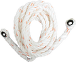 The French Creek Production Polyblend Synthetic Rope Lifeline 121-2T-25, characterized by its sturdy 3-strand construction, includes eye splices at both ends and orange flecks for reliability.