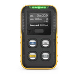 The BW Technologies by Honeywell BW Flex 4 %LEL, O2, H2S, CO is a handheld 4-gas detector with a digital display and four labeled buttons in black and yellow housing, ensuring reliable safety monitoring.